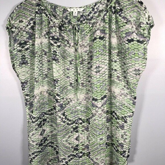 Cabi Womens Green Snake Print Blouse Top Size S - Picture 11 of 11